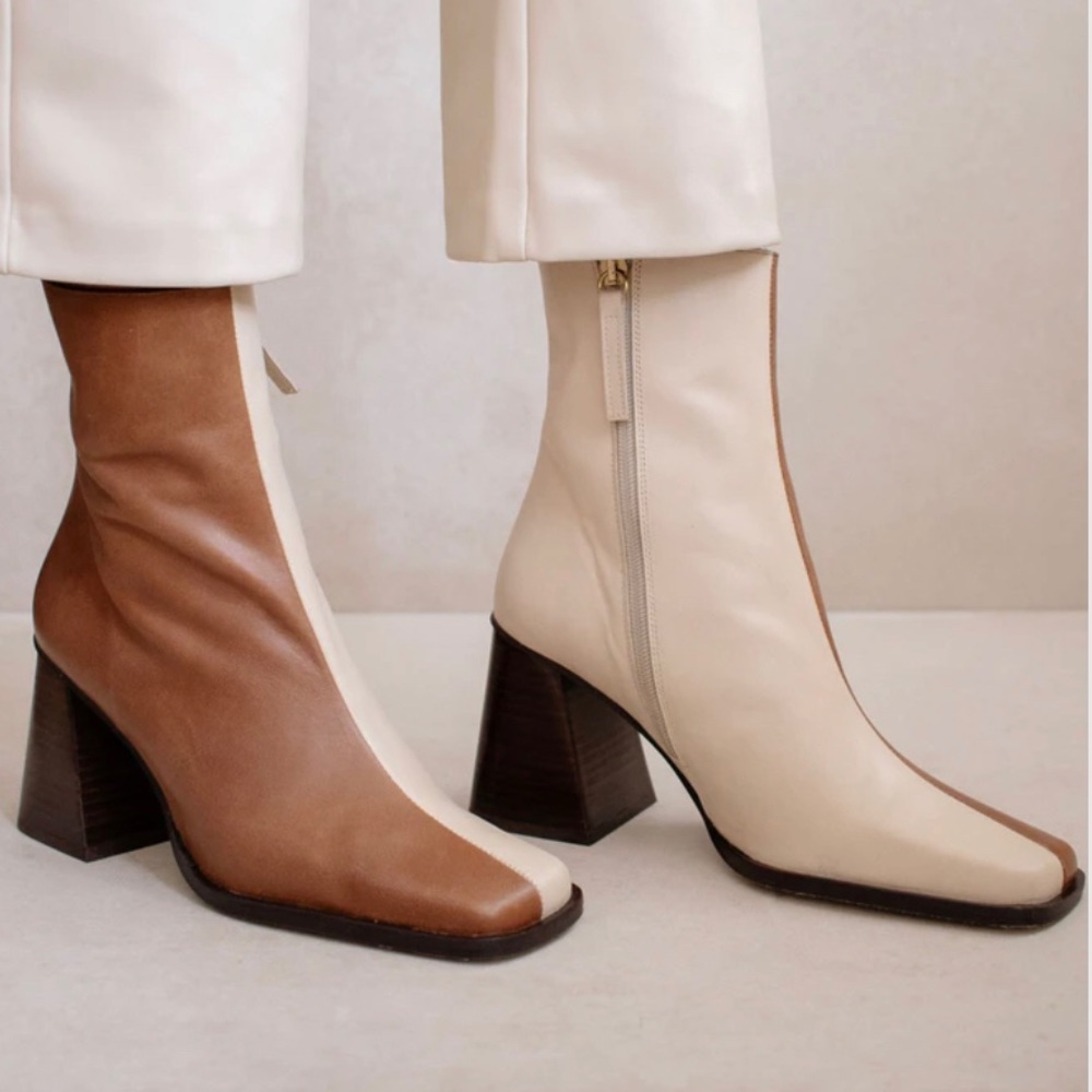 Aloha Island Two-Tone Brown and Cream Ankle Booties